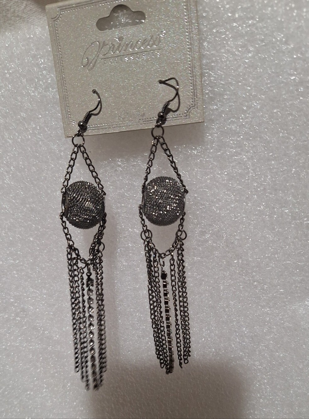 Silver-Tone Chain Tassel Drop Earrings - Gunmetal